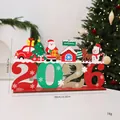 Holz-Weihnachtstischdekoration 2026 mit Weihnachtsmann und Rentier-Figuren, 30cm - 2026 Weihnachten Neujahr Ornament - Groß