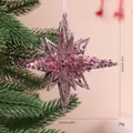 Pink glittery star Christmas tree ornament with sequins, 5.12 inch festive decoration. - Glitter Pink Starburst