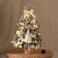 Árbol de Navidad de mesa 45cm con luces cálidas y adornos efecto nieve DIY - 45cm con Luces / Baby Nevada