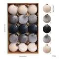 Set di 15 palline di Natale in velluto crema grigio blu navy con dimensioni - 8cm / Confezione da 15 / Grigio