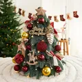 40cm mini artificial Christmas tree with red and gold ball ornaments and LED lights - Champagne Gold Knight (With Light)