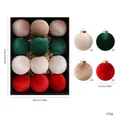 Set professionale di 12 palline di Natale in velluto in colori assortiti con dimensioni - 6cm / Set da 12 / 4 Colori Stile C