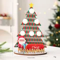 Holz-Weihnachtsbaum Dekoration mit Weihnachtsmann und LED-Beleuchtung, Gewicht 75g - Weihnachtsbaum Ornament - Modell C
