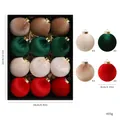 Set di 12 lussuose palline di Natale in velluto in colori misti con diametro di 8 cm - 8cm / Set da 12 / 4 Colori Stile C