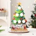 Festliche hölzerne Weihnachtsbaum Tischdeko mit eingebauten LED-Lichtern und Weihnachtsmann - Weihnachtsbaum Ornament - Modell D