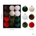 Set di 12 palline di Natale in velluto in vari colori con scatola e dimensioni - 6cm / Set da 12 / 6 Colori Stile A