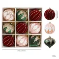 9er-Set 8cm handbemalte Weihnachtskugeln als festliche Baumhänger-Deko für Zuhause - 9er Set / Rot Grün Champagner