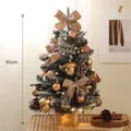 60cm mini tabletop Christmas tree decorated with warm LED lights and burlap bows - 60CM / Golden Acorn