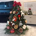 Set de mini árbol de Navidad Nobilis de sobremesa con lazo rojo y adornos festivos - Simulación (Con Luz)