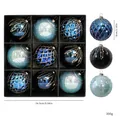Set mit 9 blau-schwarzen 8cm bemalt Weihnachtskugeln für die Dekoration am Baum - 9er Set / Blau Stil A