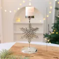 Silberner schneeflockenförmiger Kerzenhalter aus Metall für Weihnachts Tischdeko 16,5 cm - Gold 3D Schneeflocke Ständer (Ohne Kerze)