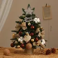 45cm mini decorated desktop Christmas tree with burlap bows, ornaments, and star topper - 45cm / Coffee Cotton