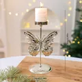 Silberner Schmetterlings-Kerzenhalter 16,5 cm hoch für eine festliche Weihnachtsdeko - Gold 3D Schmetterling Ständer (Ohne Kerze)