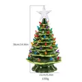 Medidas detalladas de un árbol de Navidad de cerámica verde de 38 cm con luces de colores - Árbol de Navidad Luminoso de Cerámica Verde