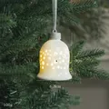Campana de Navidad luminosa de cerámica blanca con dimensiones de 9 cm y 6,8 cm - Carillón de Viento Luminoso de Cerámica