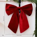 Large red velvet Christmas bow decoration for wreaths and trees, size 34x36cm - L / 1 Piece / Burgundy