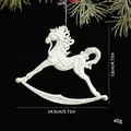 Adorno de árbol de Navidad de caballo balancín blanco vintage con dimensiones y peso - Pegaso