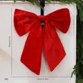 Large festive red velvet Christmas bow decoration for holiday wreaths and trees. - L / 1 Piece / Red