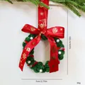 Ghirlanda di Natale fatta a mano in ciniglia verde con fiocco rosso e perle 12cm - Prodotto finito / Ghirlanda Verde da 12cm con Perle