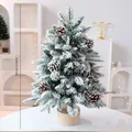 Premium 60cm snow-flocked desktop Christmas tree with natural pine cones and wooden base - PE Snow Covered (Without Pinecones) / 60CM