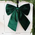 Large dark green velvet 3D Christmas bow decoration for holiday tree hanging 34x36cm - L / 1 Piece / Dark Green
