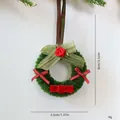 Mini ghirlanda natalizia in ciniglia fatta a mano con fiocchi rossi e rosa - Prodotto finito / Piccola Ghirlanda Verde da 8cm