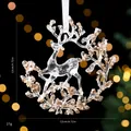 Transparent acrylic reindeer Christmas ornament with gold sequins - Wreath Reindeer - Transparent Sequin