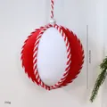 Bola de Navidad artesanal de 10 cm en felpa roja y blanca para decoración del árbol - Colgante Esférico / Tamaño 10cm / Terciopelo Rojo y Blanco