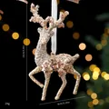 Champagner goldener Glitzer Rentier Weihnachtsbaumschmuck mit 15 cm Höhe Größe - Einzelner OPP-Beutel / Elch mit gedrehtem Kopf