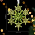 Green glitter snowflake ornament with sequins for Christmas tree decor, 12x9.5cm size. - Sun Wreath