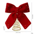 Puntale per albero di Natale con fiocco di velluto bordeaux, perle oro e spirale - Fiocco Puntale Albero 25cm / Sacchetto OPP