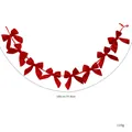 Ghirlanda di fiocchi di velluto rosso decorazione natalizia 180cm da appendere - Fiocco in velluto rosso / Lunghezza 180cm / Ghirlanda di Fiocchi Rosso