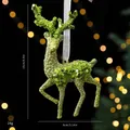 Sparkling green sequin reindeer Christmas tree hanging ornament decoration 15cm x 8cm - Turning-head Moose