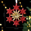 Festive red glitter snowflake ornament with gold sequins for Christmas tree hanging - Sun Wreath / Single OPP Bag