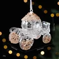 Durchsichtiger Kürbiswagen-Anhänger aus Acryl mit glitzernden Pailletten in Roségold - Kürbiswagen - Transparent Paillette