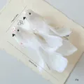 Par de pájaros artificiales blancos decorativos con lentejuelas para Navidad - Envase tipo bolsa / Blanco (Par)