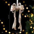 Eleganter champagnerfarbener Pailletten-Weihnachtsschleife für festliche Christbaumschmuck - Einzelner OPP-Beutel / Schleife