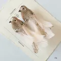 Adornos de pájaros dorados con purpurina y plumas para decorar el árbol de Navidad - Envase tipo bolsa / Oro Champaña (Par)