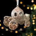 Glitzernder Champagner Gold Kutschen Weihnachtsbaumschmuck Anhänger mit Maßen - Einzelner OPP-Beutel / Kürbiswagen