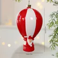 Rood-wit gestreepte kerstman heteluchtballon ornament voor kerstboomversiering - Heteluchtballon Bedel / Enkele Verpakking (13x7x7cm) / Rood Wit