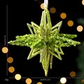 Funkelnder grüner Paillettenstern Weihnachtsanhänger für den Baum, 13 cm großer Stern - Explosionsstern
