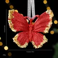 Red glitter butterfly ornament with gold sequins for Christmas decoration, 11x9.5cm - 3D Butterfly / Single OPP Bag