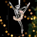 Exquisites Ballerina-Weihnachtsornament aus klarem Acryl mit glänzenden Goldpailletten - Ballettmädchen - Transparent Paillette