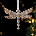 Champagnergoldene Libelle Weihnachtsbaumschmuck mit glitzernden Pailletten und Aufhängeband. - Einzelner OPP-Beutel / Libelle