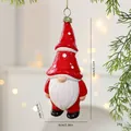 Handgemaakte rood-witte kerstkabouter boomversiering met duidelijke 13x6cm afmetingen - Enkele Verpakking (13x6x5cm)
