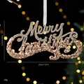 Funkelnde champagnergoldene Merry Christmas Hängedekoration mit Pailletten, 20cm - Einzelner OPP-Beutel / Englische Buchstabenplakette