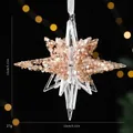 Transparenter Weihnachtsstern aus Acryl mit Goldpailletten, 13 cm für den Baum - Explosionsstern - Transparent Champagnergold