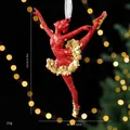 Red glitter ballerina Christmas ornament with gold sequins hanging on a tree - Ballet Girl / Single OPP Bag