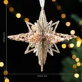 Sektgoldener 3D-Stern Weihnachtsbaumschmuck mit Pailletten, 13cm Anhänger Dekoration - Einzelner OPP-Beutel / Explosionsstern