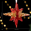 Sparkling red star Christmas ornament with gold sequins, 13cm hanging tree decoration - Bursting Star / Single OPP Bag
